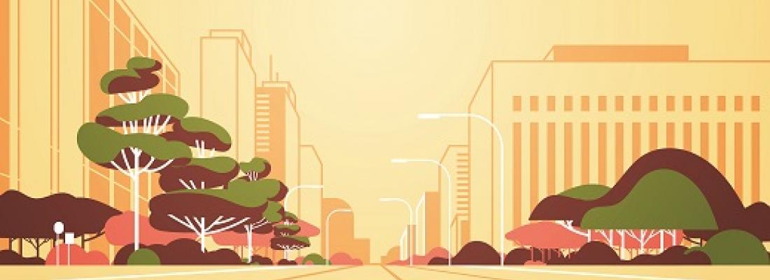 illustration The cooling effect of trees in cities